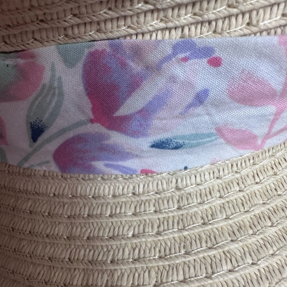 NWT Rachel Zoe straw beach hat with floral band and bow - Picture 7 of 10